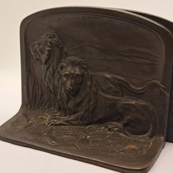 Antique brass bradley & hubbard bookends with lion 1900 - Picture 2 of 6